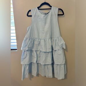 Who What Wear Gingham Ruffled Tiered Dress